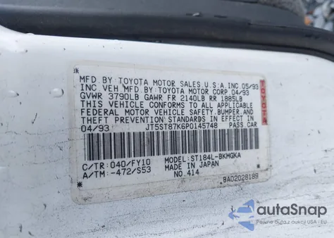 1993 Toyota Celica Gt from USA, damaged, VIN JT5ST87K6P0145748